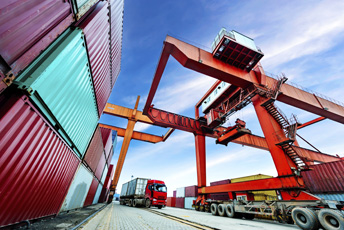 Industrial port with containers
