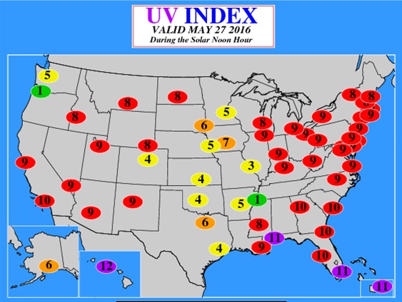 UV Index USA May 2016